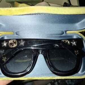 Gucci Black Sunglasses with Gold Accents